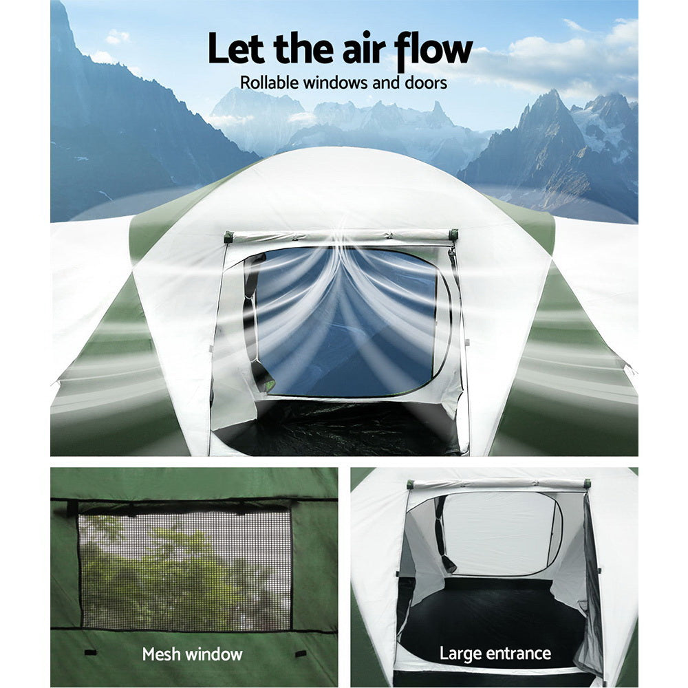 Weisshorn Family Camping Tent 12 Person Hiking Beach Tents (3 Rooms) Green 5