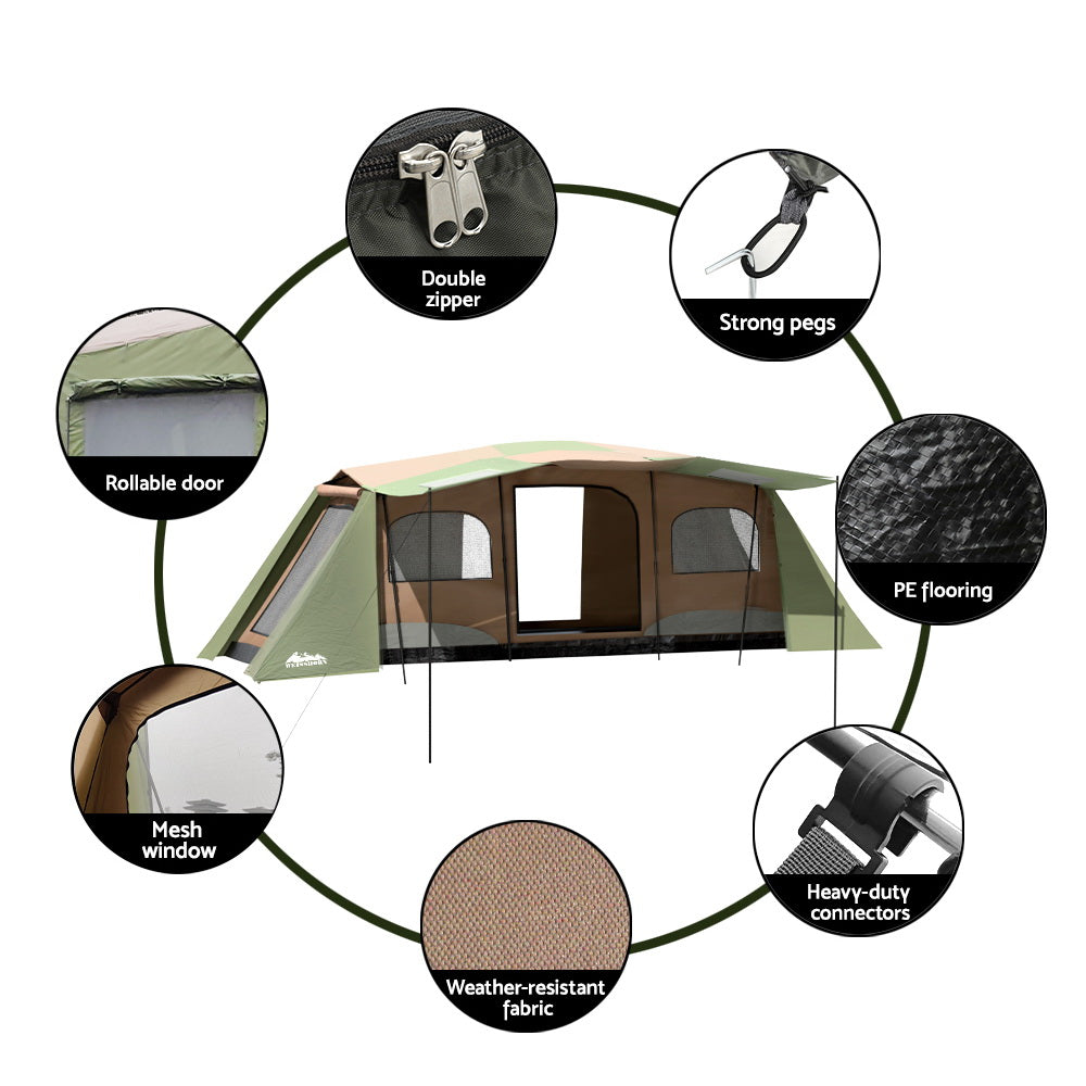 Weisshorn Instant Up Camping Tent 10 Person Outdoor Family Hiking Tents 3 Rooms 6