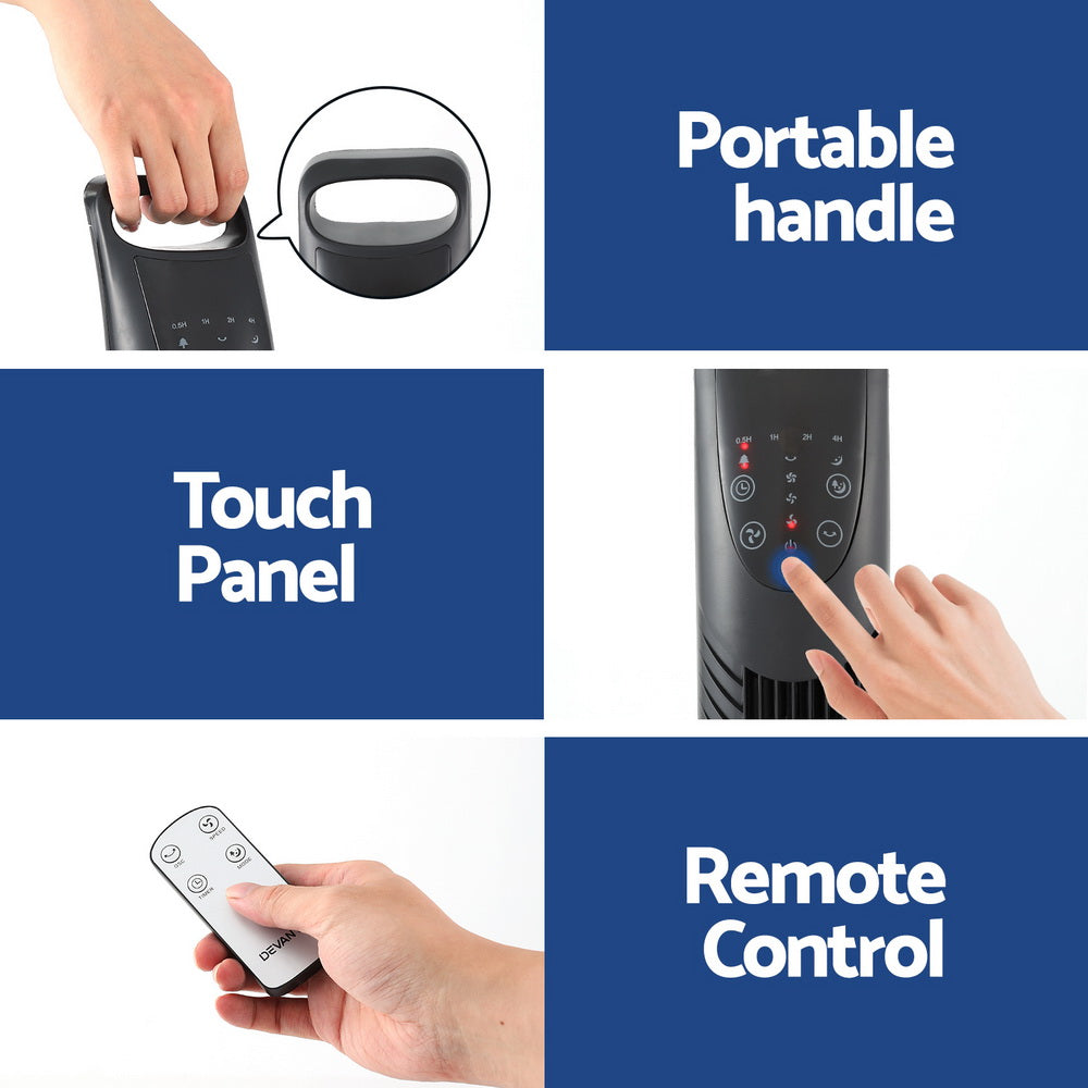 Devanti Tower Fan Oscillating 3 Speeds with Remote 91cm 6