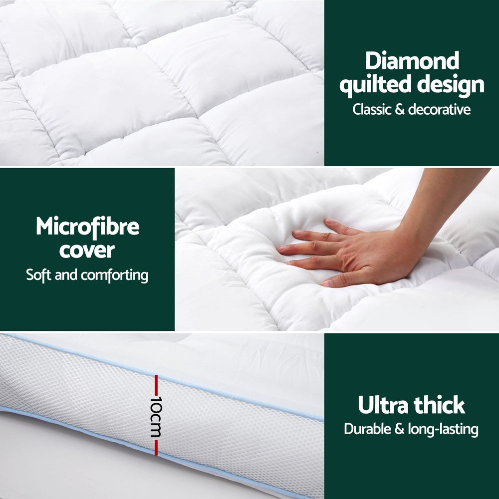 Giselle Bedding Mattress Topper Pillowtop Bamboo 10cm Double 6