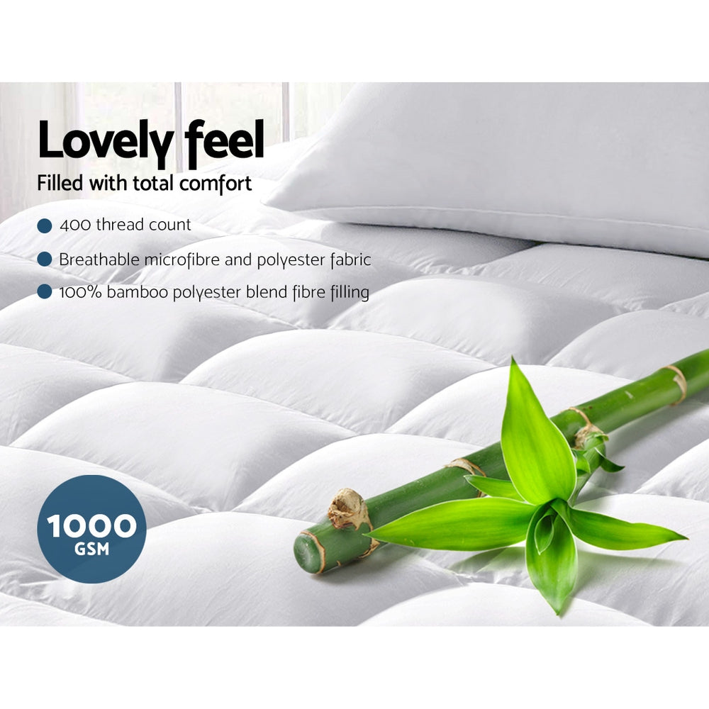 Giselle Bedding Mattress Topper Pillowtop Bamboo Double 3