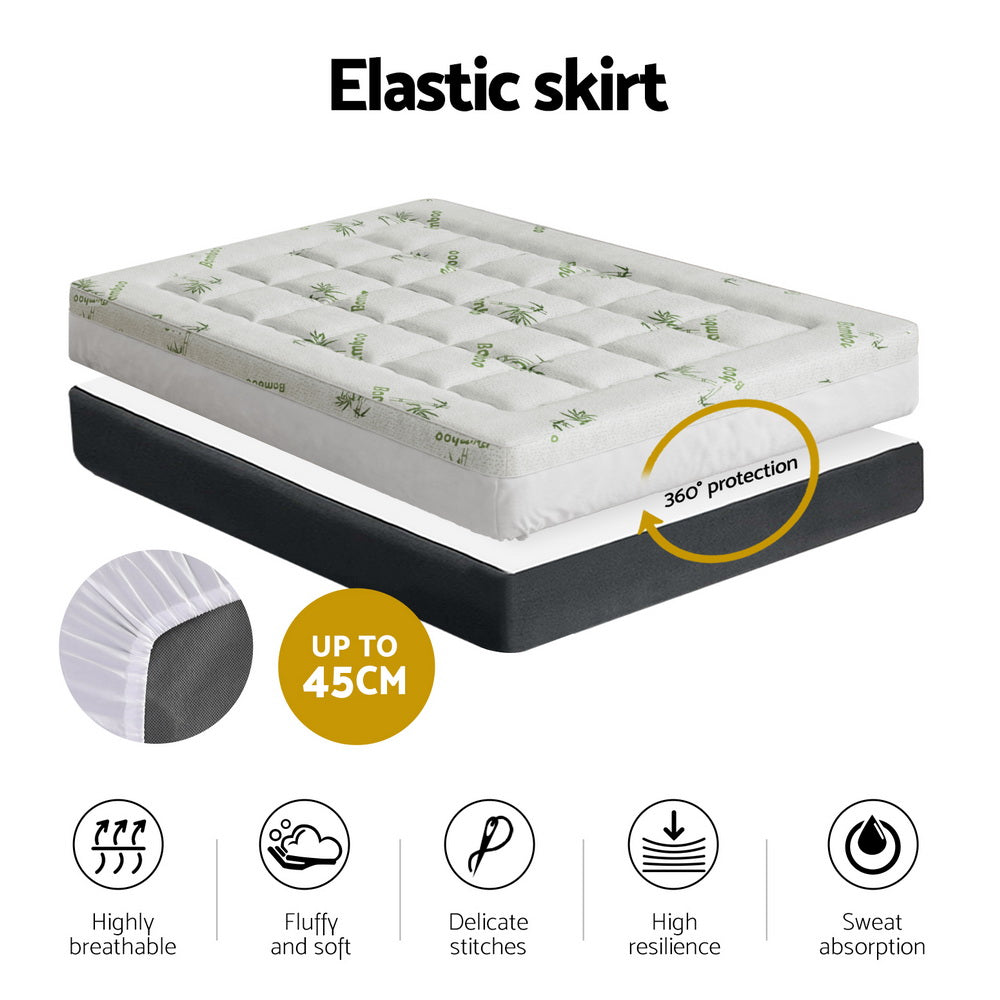 Giselle Bedding Mattress Topper Pillowtop Bamboo 7.5cm Double 5