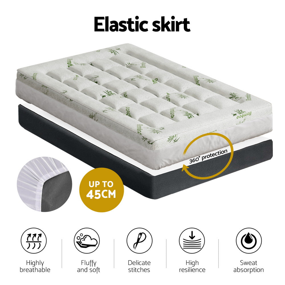 Giselle Bedding Mattress Topper Pillowtop Bamboo 7.5cm Single 5