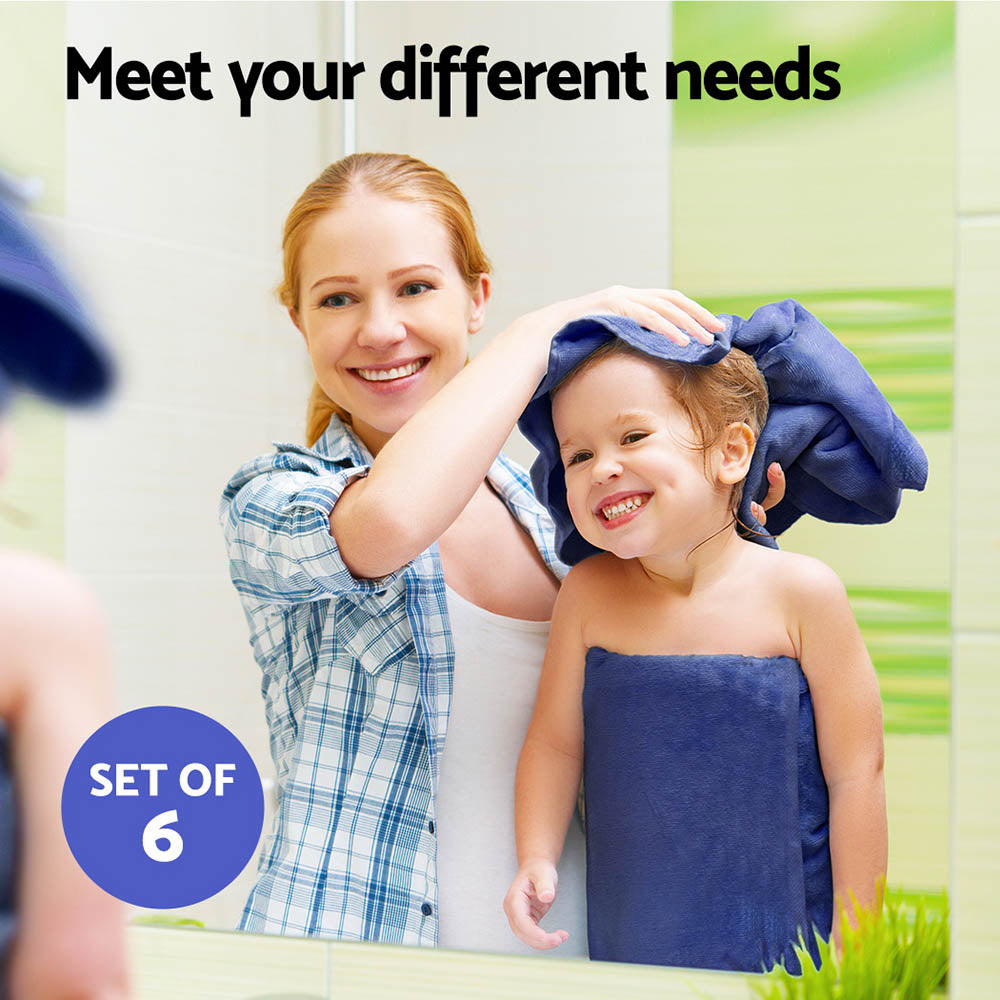 6 Pack Bath Towels Set Cotton Towel Navy 4