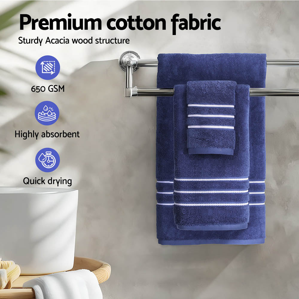 6 Pack Bath Towels Set Cotton Towel Navy 5