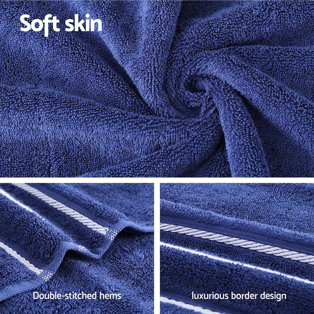 6 Pack Bath Towels Set Cotton Towel Navy 6