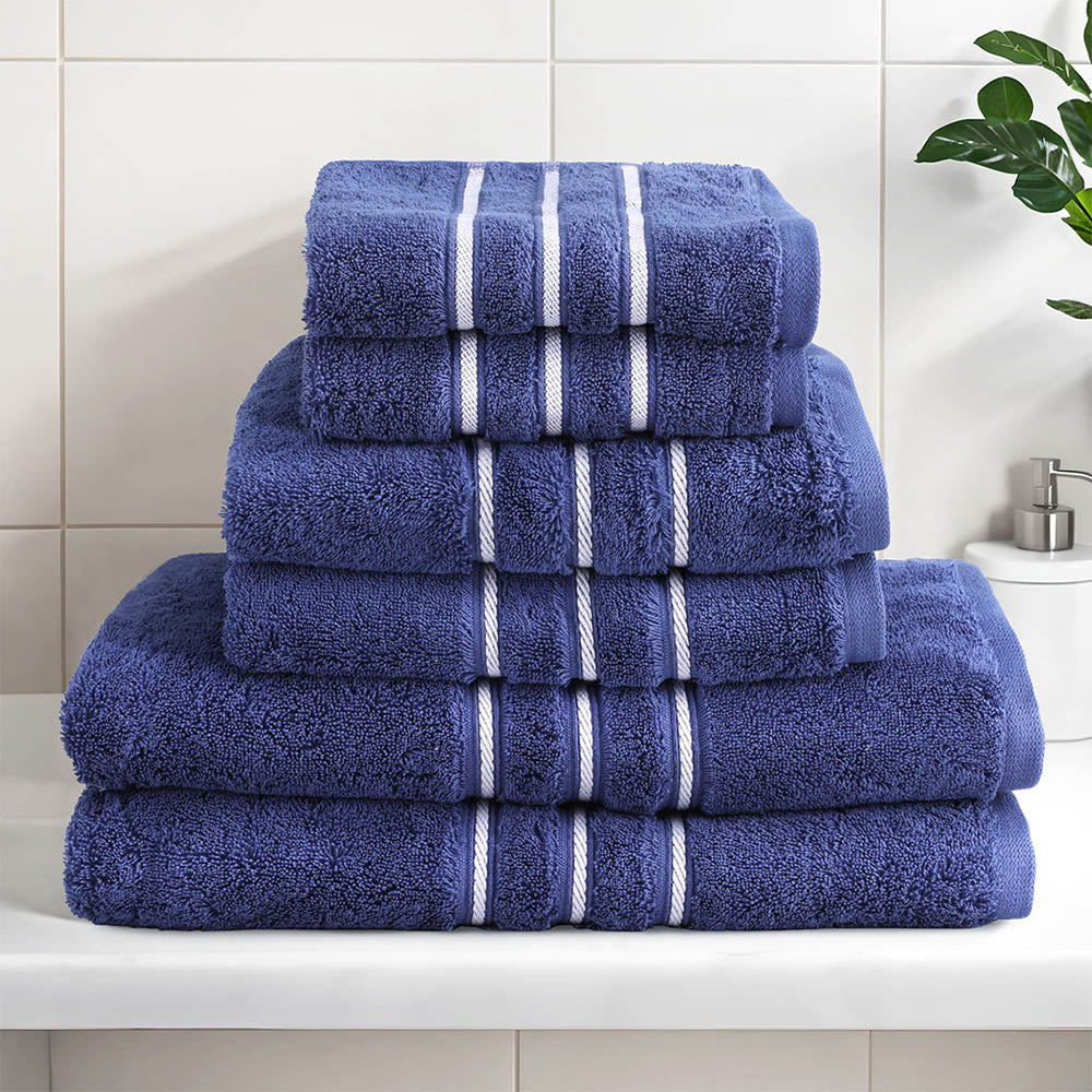6 Pack Bath Towels Set Cotton Towel Navy 7