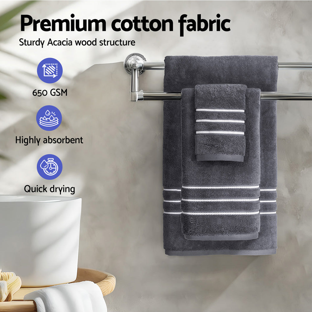 6 Pack Bath Towels Set Cotton Towel Grey 5