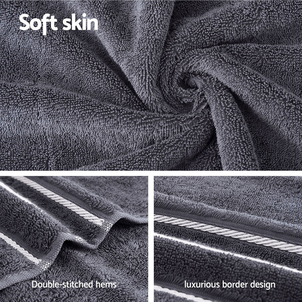 6 Pack Bath Towels Set Cotton Towel Grey 6