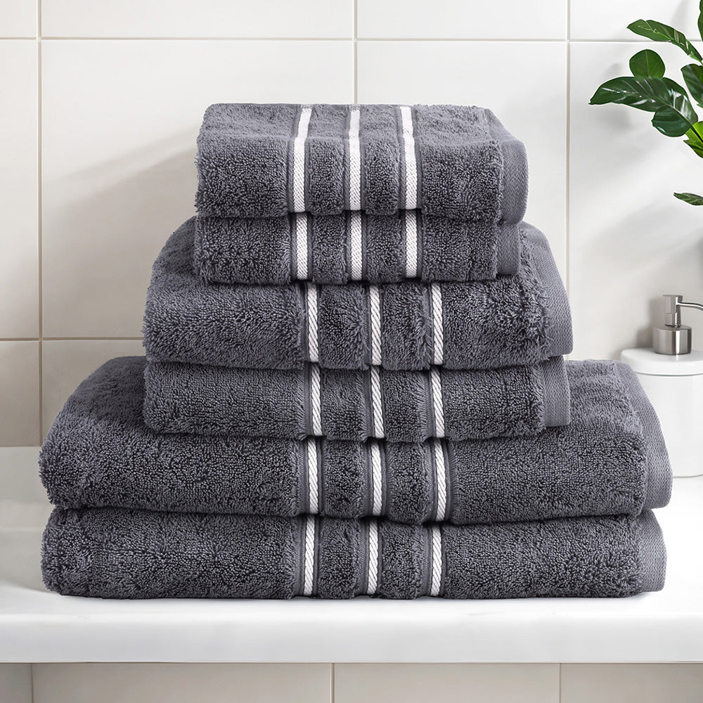 6 Pack Bath Towels Set Cotton Towel Grey 7
