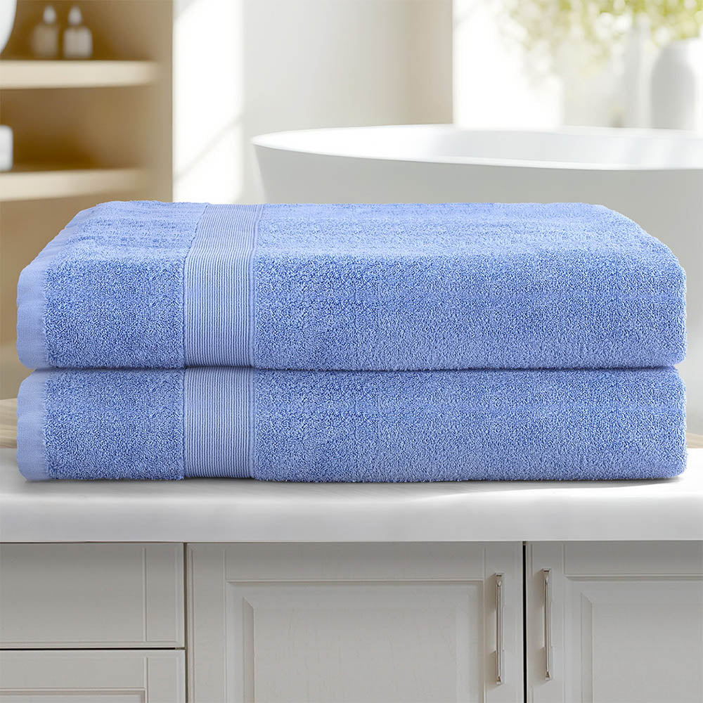 2 Pack Bath Sheets Set Cotton Extra Large Towel Blue 7