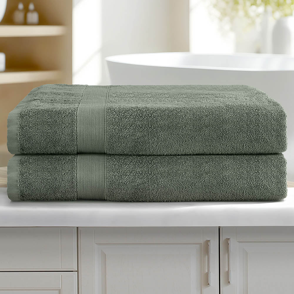 2 Pack Bath Sheets Set Cotton Extra Large Towel Green 7