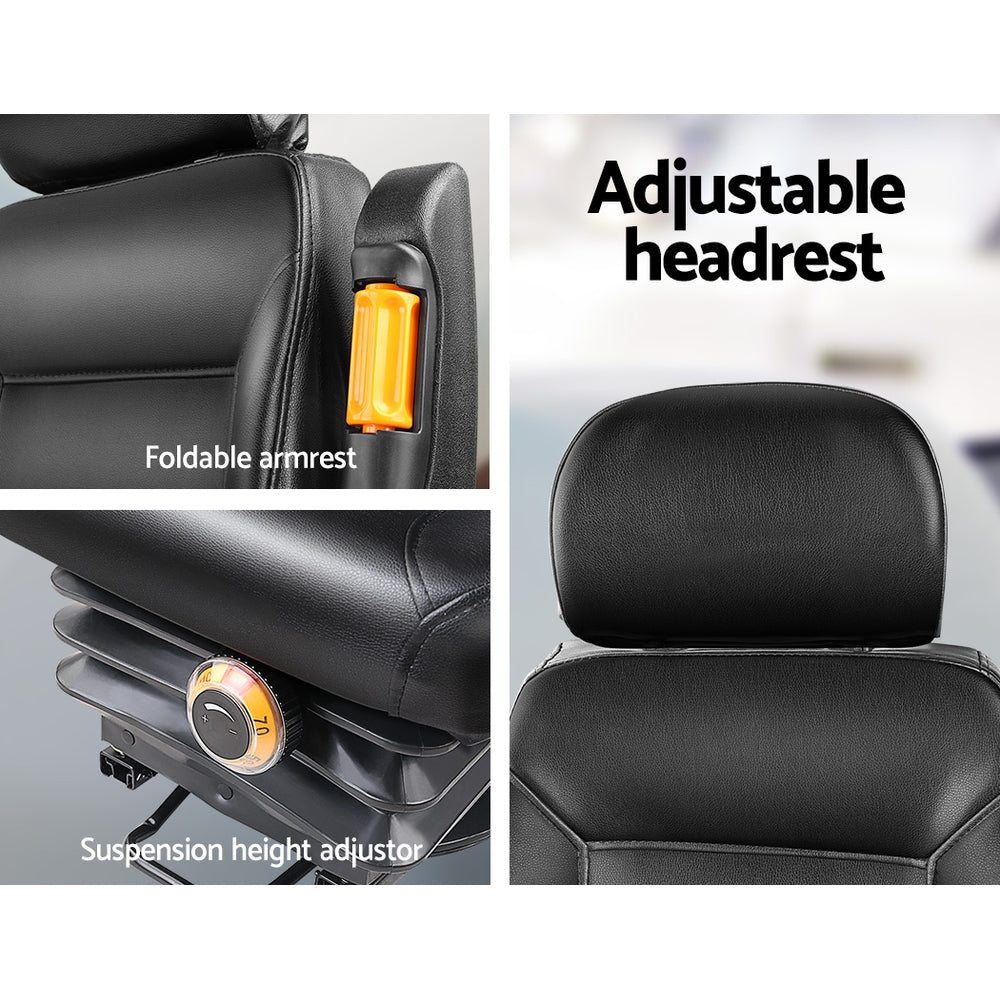Giantz Tractor Seat Forklift Excavator Truck Universal Backrest Chair PU Leather 4