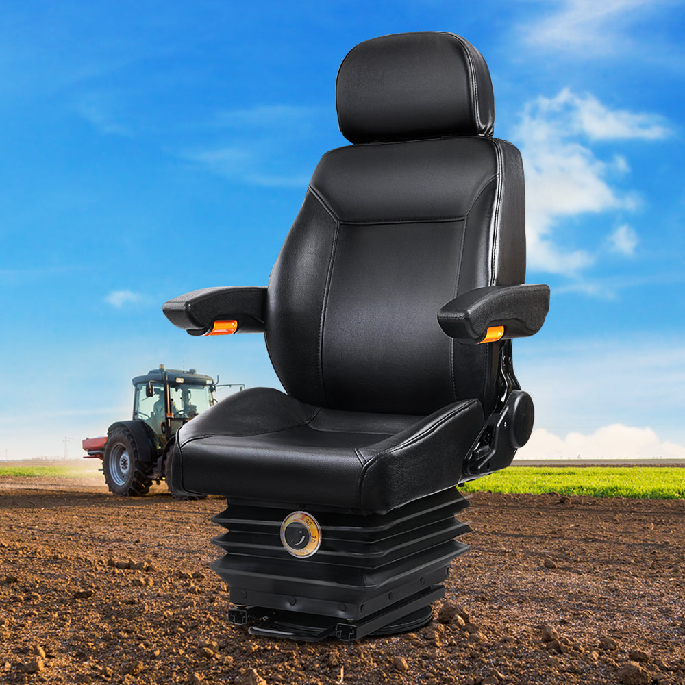 Giantz Tractor Seat Forklift Excavator Truck Universal Backrest Chair PU Leather 8