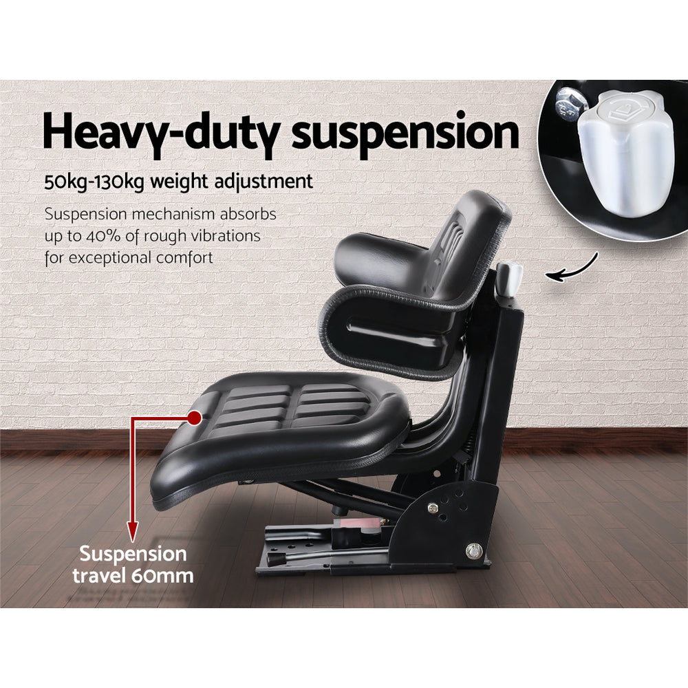 Giantz Tractor Seat Forklift Excavator Truck Universal Digger Chair PU Leather 4