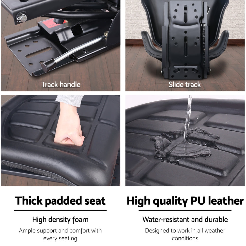 Giantz Tractor Seat Forklift Excavator Truck Universal Digger Chair PU Leather 5