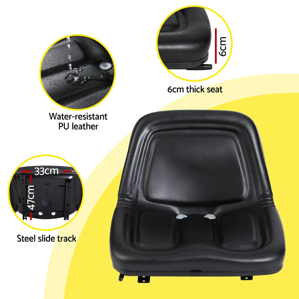 Giantz Tractor Seat Forklift Excavator Universal Backrest Truck Chair PU Leather 6