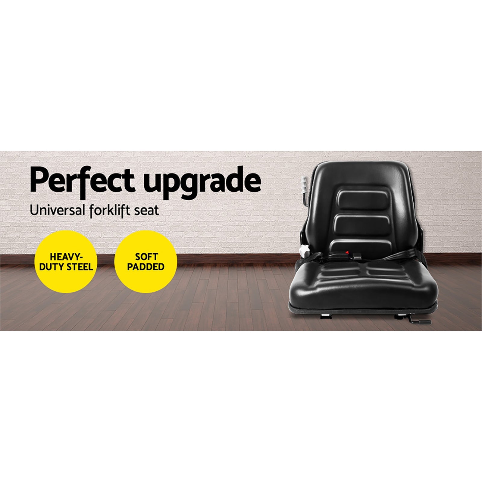 Giantz Tractor Seat Forklift Excavator Universal Backrest Truck PU Chair 3