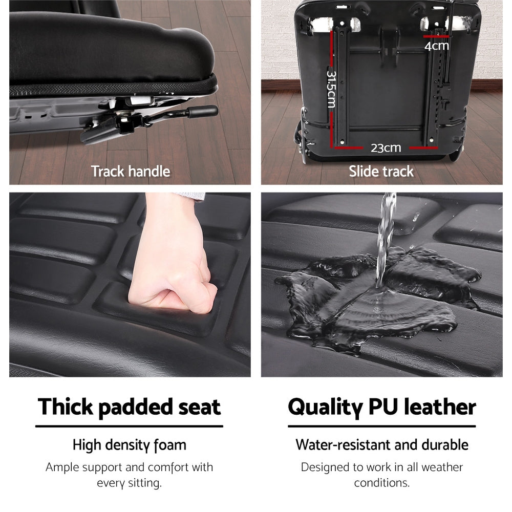 Giantz Tractor Seat Forklift Excavator Universal Backrest Truck PU Chair 5