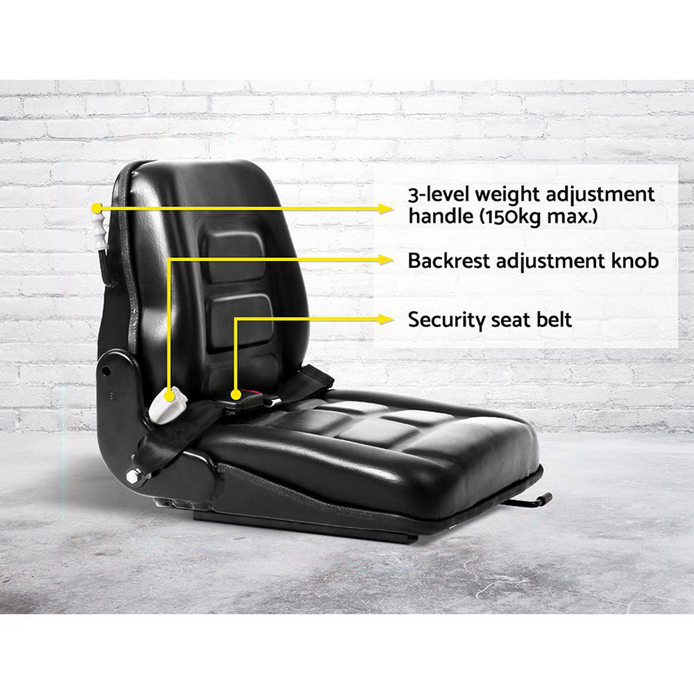 Giantz Tractor Seat Forklift Excavator Universal Backrest Truck PU Chair 7