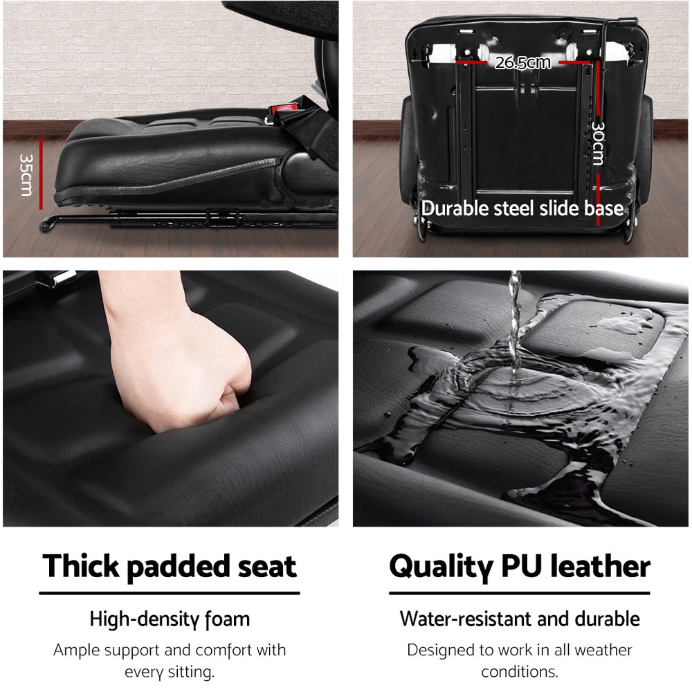 Giantz Tractor Seat Forklift Excavator Universal Suspension Armrest Truck Chair 5