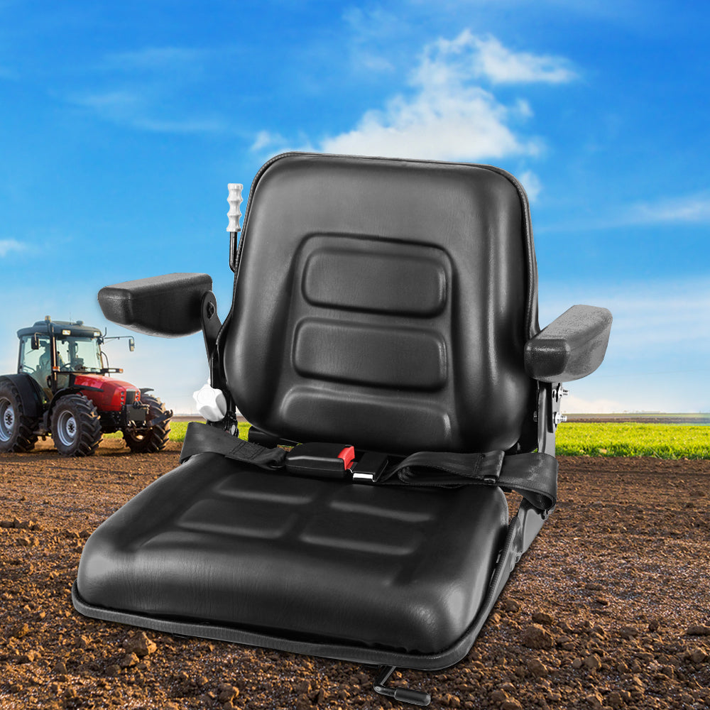 Giantz Tractor Seat Forklift Excavator Universal Suspension Armrest Truck Chair 7
