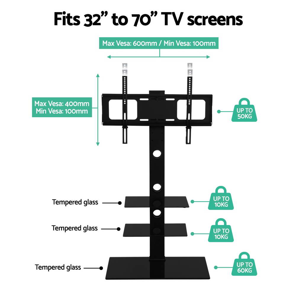 Artiss TV Stand Mount Bracket for 32"-70" LED LCD 3 Tiers Storage Floor Shelf 5