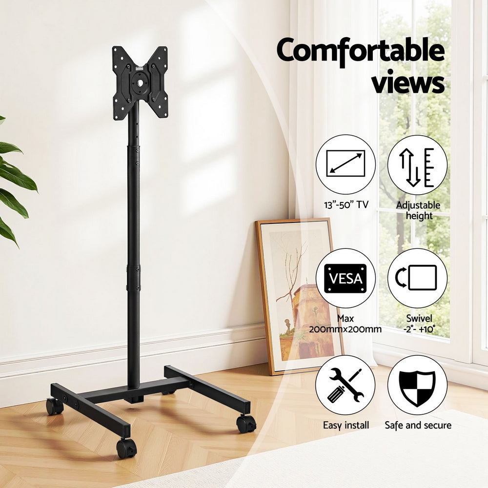 Artiss TV Stand 13-50" Universal Mobile Adjustable Height TV Stand with Wheels 5