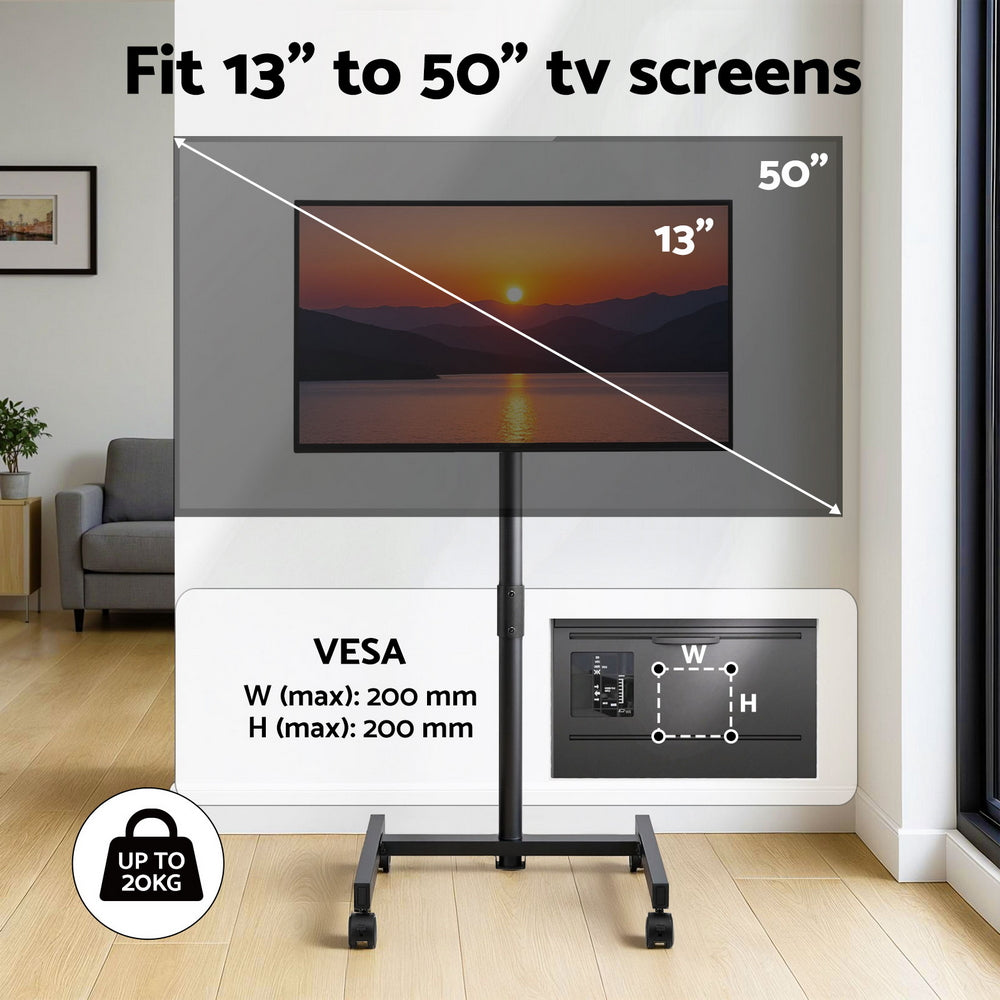 Artiss TV Stand 13-50" Universal Mobile Adjustable Height TV Stand with Wheels 6