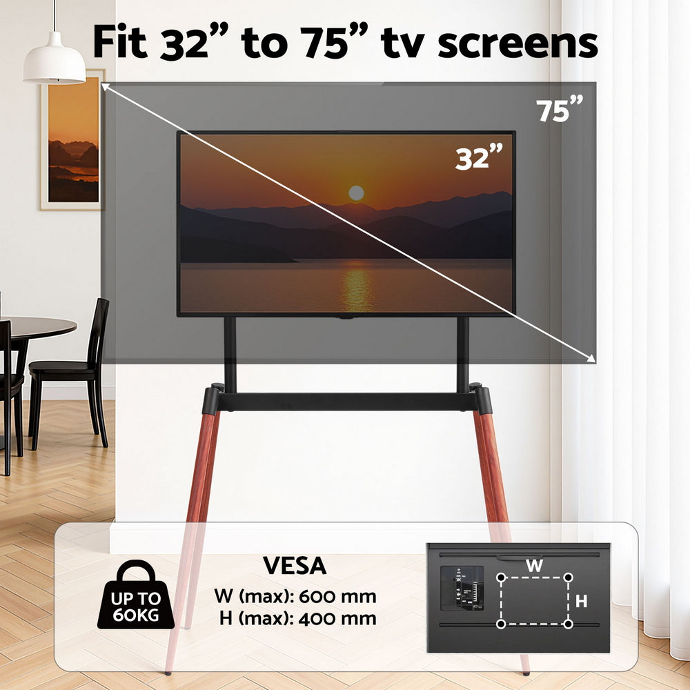 Artiss TV Stand 32-75 inch LED LCD Screen Wooden Floor Easel Height Adjustable 5