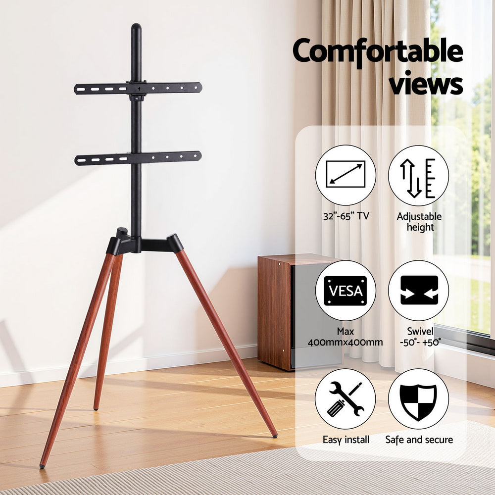 Artiss TV Stand 32-65 inch LED LCD Screen Wooden Tripod Easel Height Adjustable 5