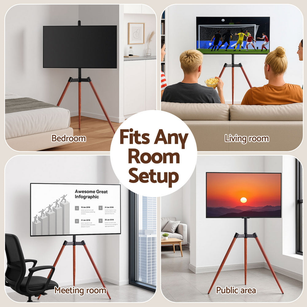 Artiss TV Stand 32-65 inch LED LCD Screen Wooden Tripod Easel Height Adjustable 7