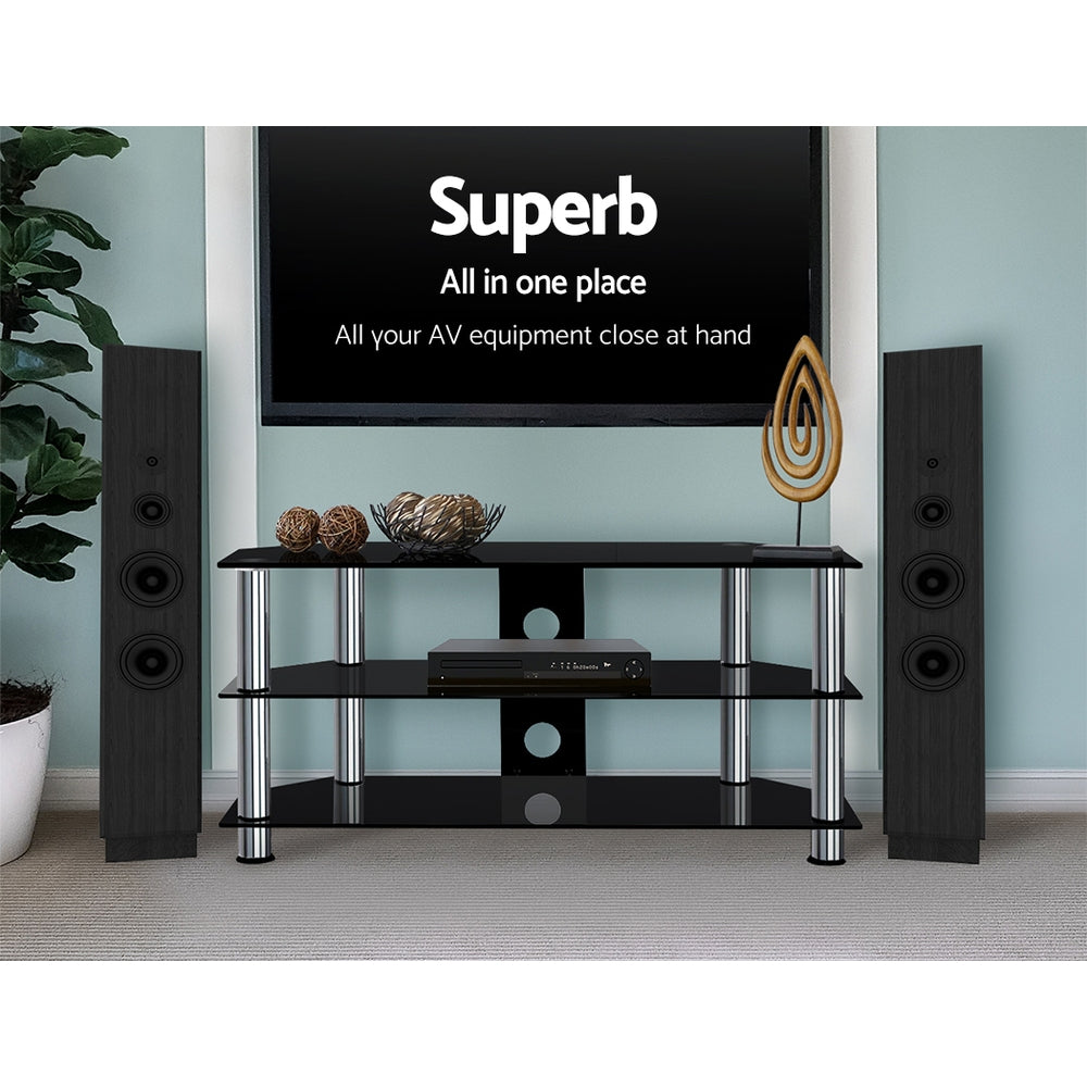 Artiss TV Stand 3 Tiers Storage Shelf Rack Tempered Glass Entertainment Unit 6