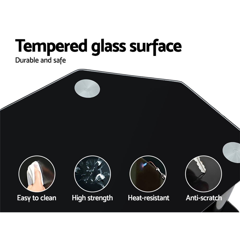 Artiss TV Stand 3 Tiers Storage Shelf Rack Tempered Glass Entertainment Unit 7