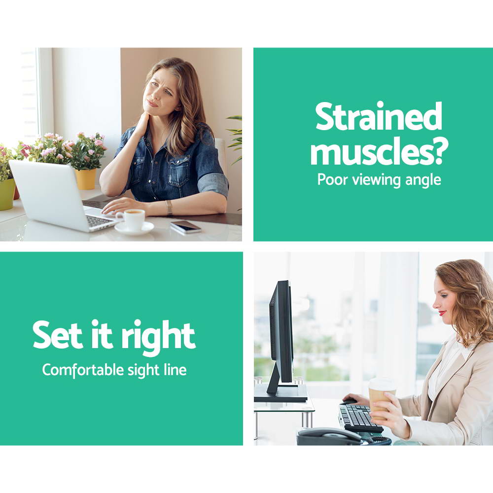 Artiss Monitor Stand Riser with Height Adjustable Computer Laptop Printer Screen Glass Display Shelf 3