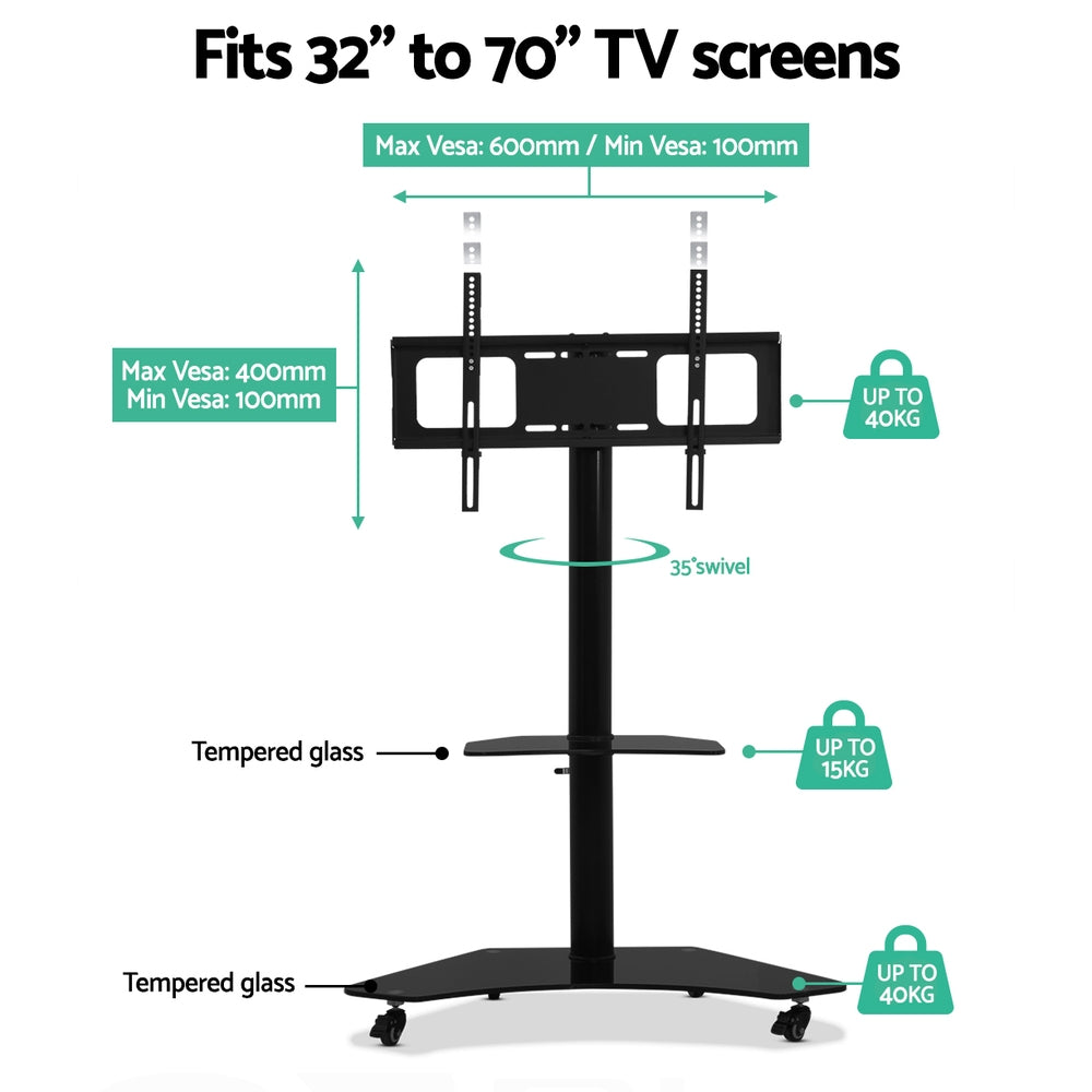 Artiss Mobile TV Stand for 32"-70" TVs Mount Bracket Portable Solid Trolley Cart 7