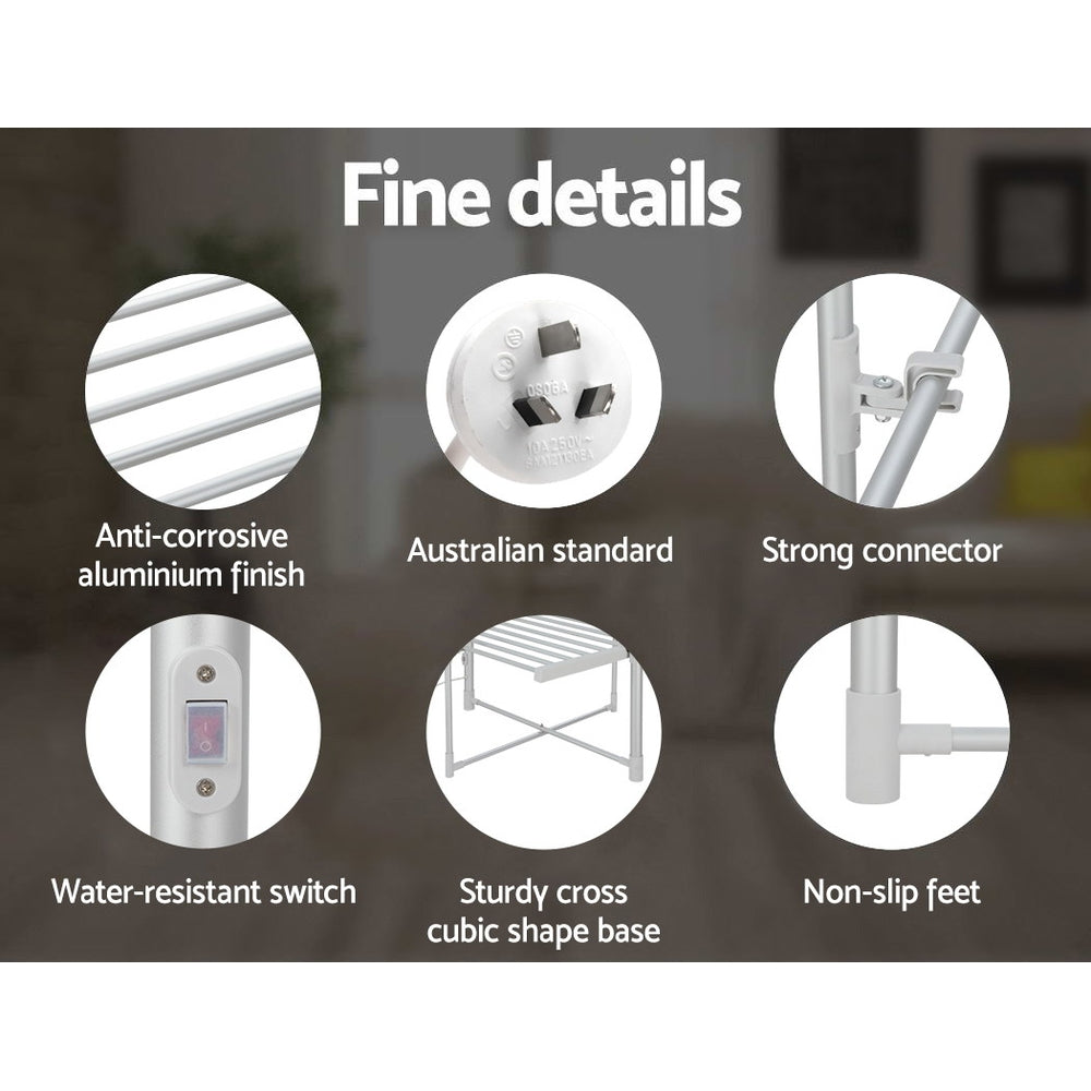 Devanti Electric Heated Towel Rail Rack 30 Bars Foldable Clothes Dry Warmer 6