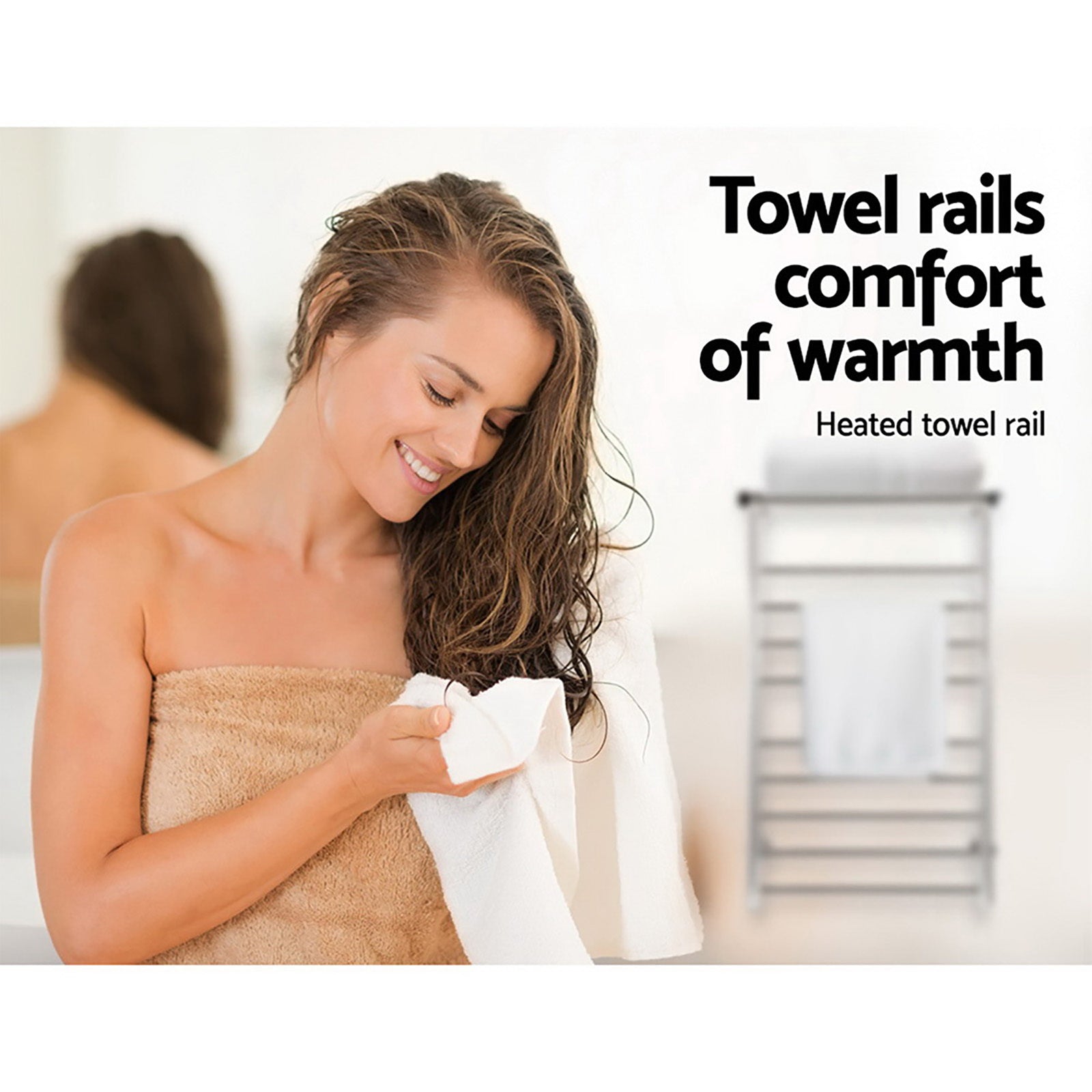 Devanti Electric Heated Towel Rail Rack 14 Bars Wall Mounted Clothes Dry Warmer 6