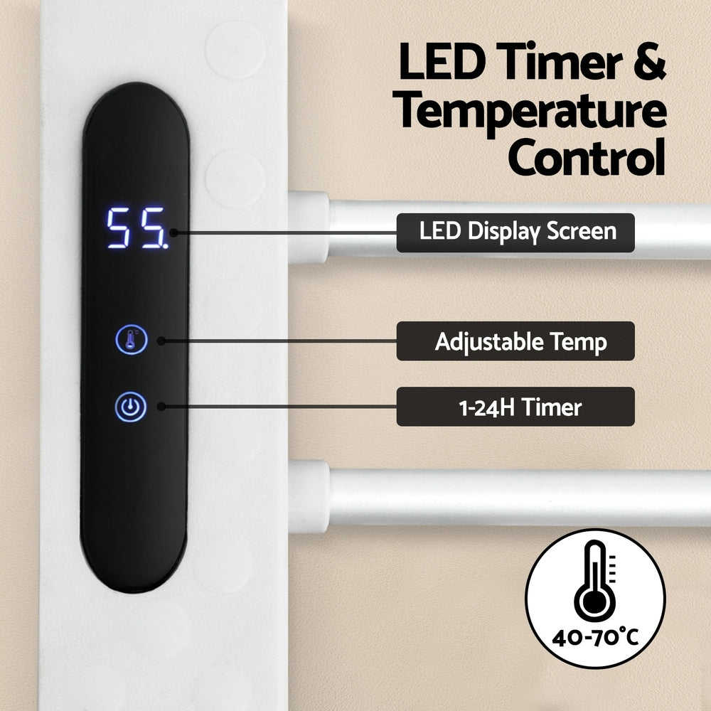 Devanti Foldable Electric Heated Towel Rail Rack with 24H Timer 4