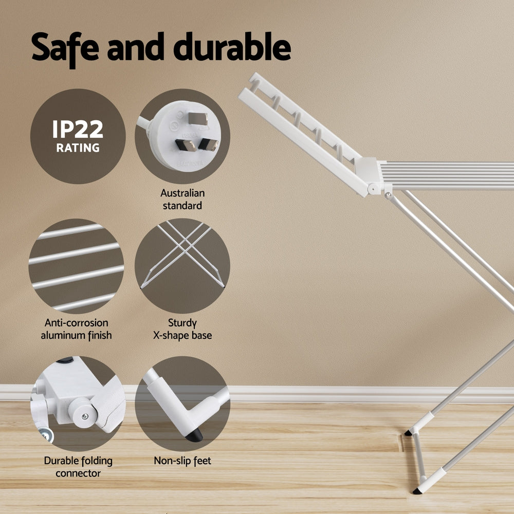 Devanti Foldable Electric Heated Towel Rail Rack with 24H Timer 6