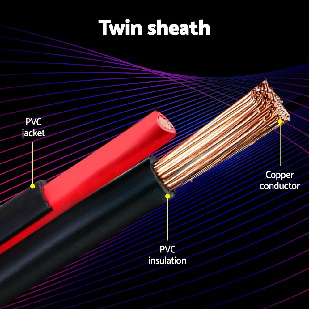 Giantz 2.5MM 10M Twin Core Wire Electrical Cable Extension Car 450V 2 Sheath 4