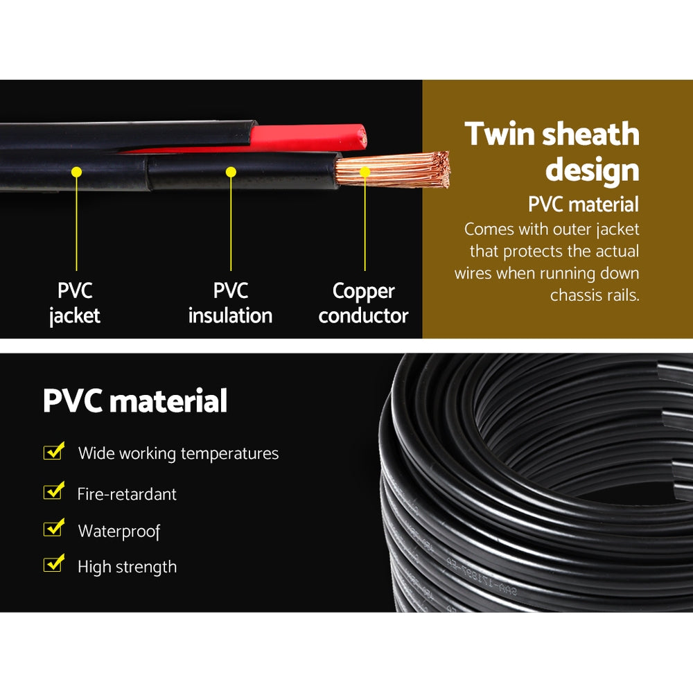 Giantz 3MM 100M Twin Core Wire Electrical Cable Extension Car 450V 2 Sheath 3
