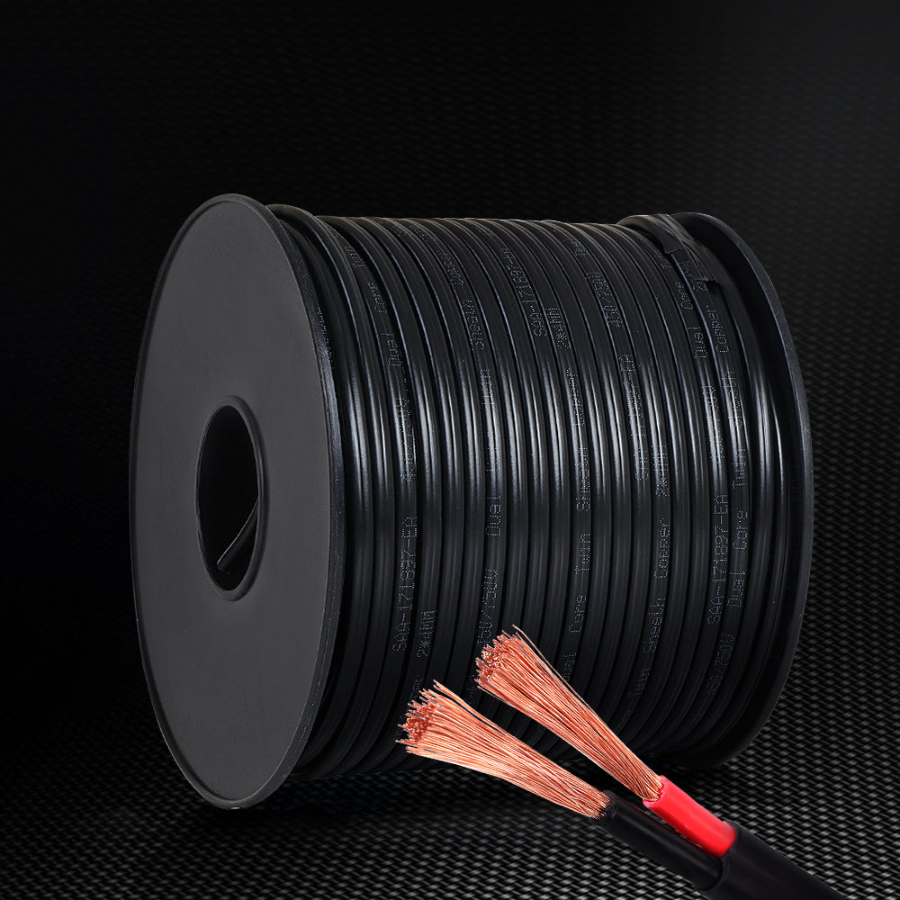 Giantz 3MM 100M Twin Core Wire Electrical Cable Extension Car 450V 2 Sheath 7