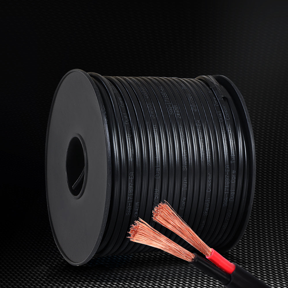 Giantz 4MM 100M Twin Core Wire Electrical Cable Extension Car 450V 2 Sheath 8