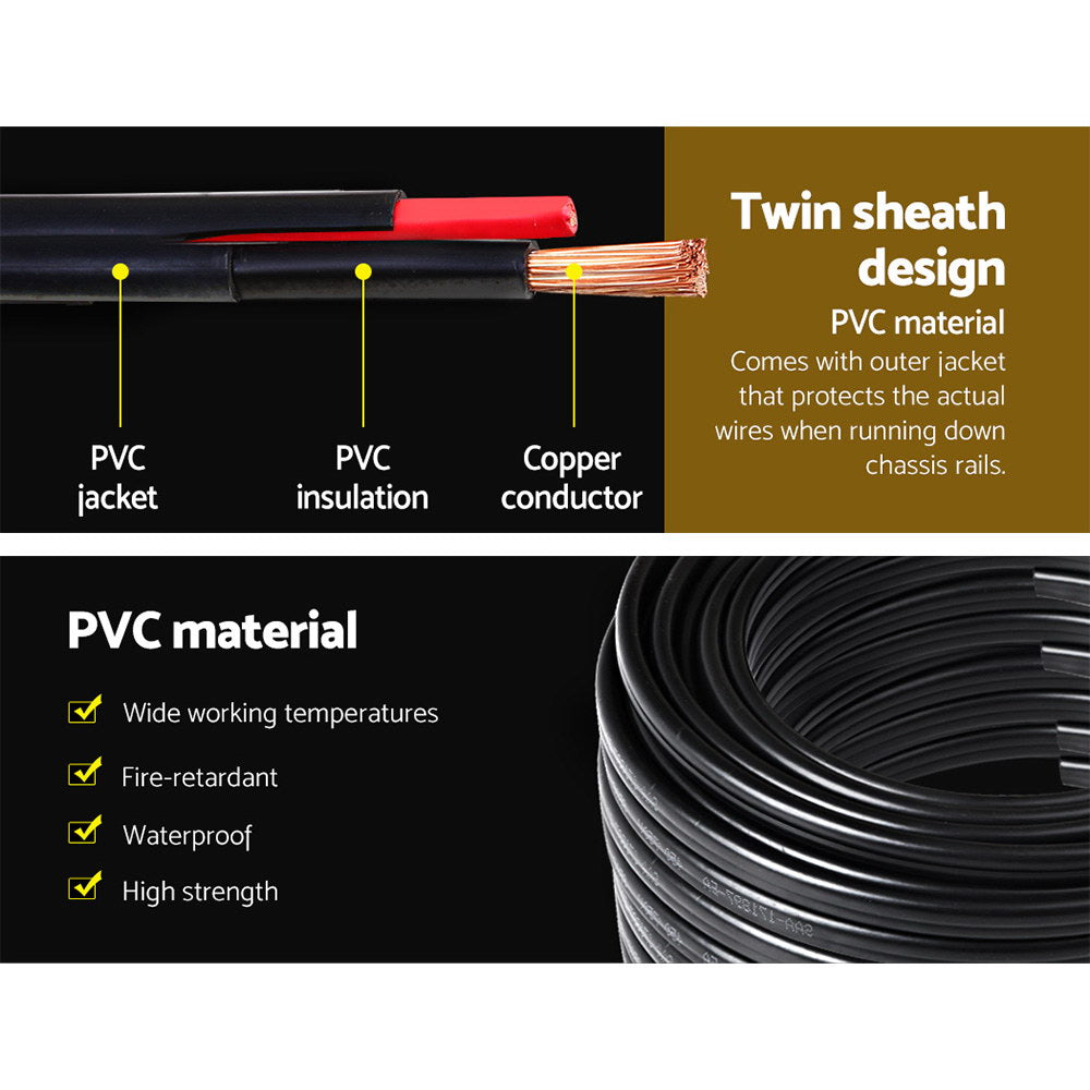 Giantz 6MM 60M Twin Core Wire Electrical Cable Extension Car 450V 2 Sheath 3