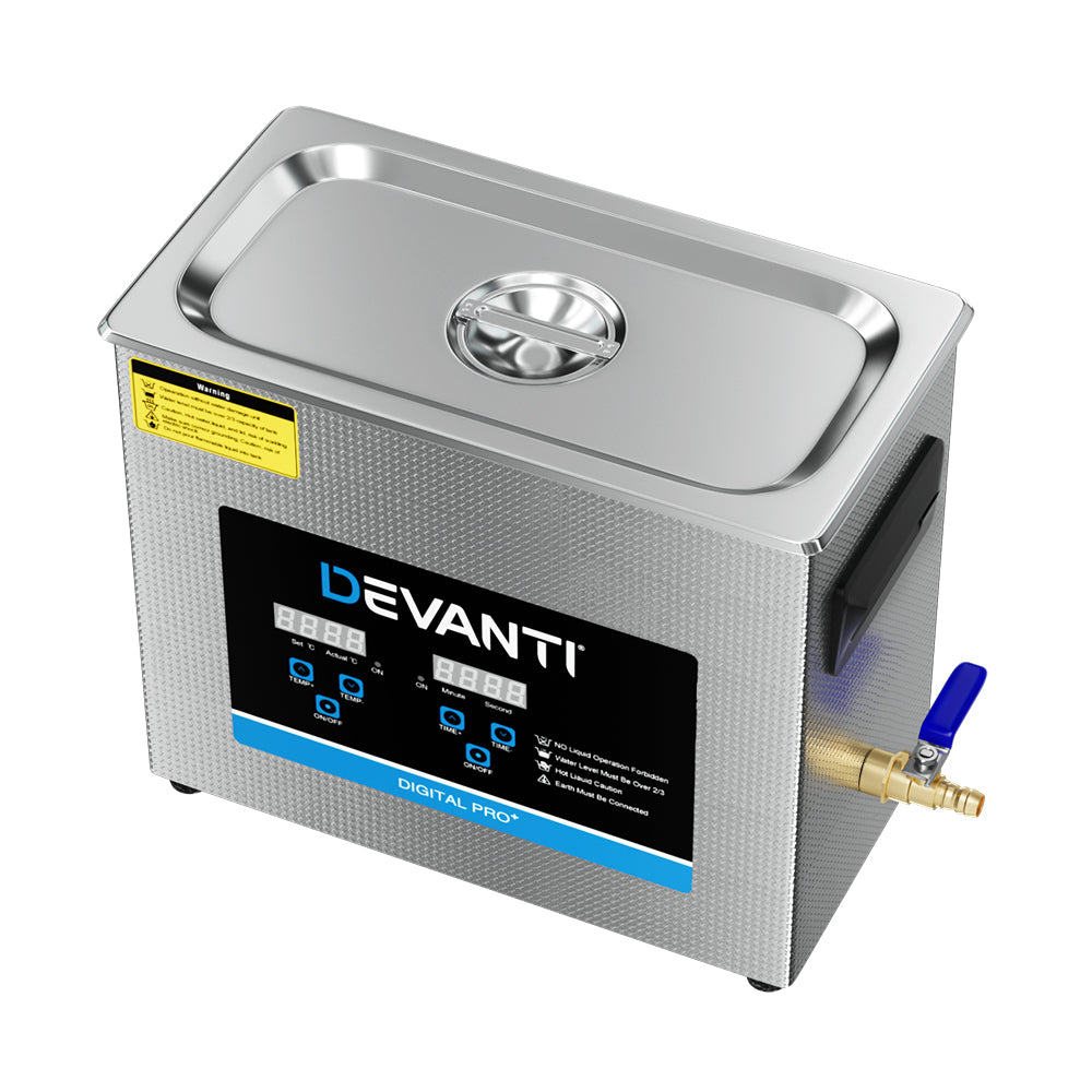 Devanti 6.5L Ultrasonic Cleaner Heater Cleaning Machine Timer Industrial 180W 3