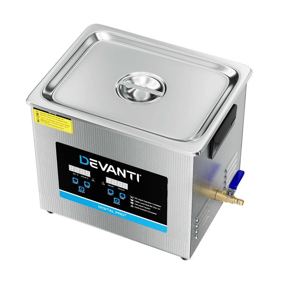 Devanti 10L Ultrasonic Cleaner Heater Cleaning Machine Timer Industrial 240W 3