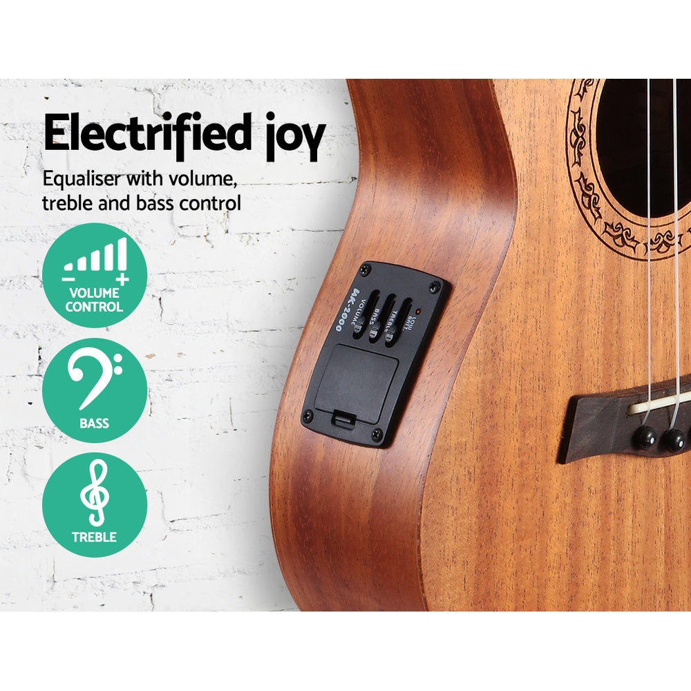 Alpha 26" Ukulele Equaliser Natural Mahogany Tenor Beginner Gift w/ Bag 4