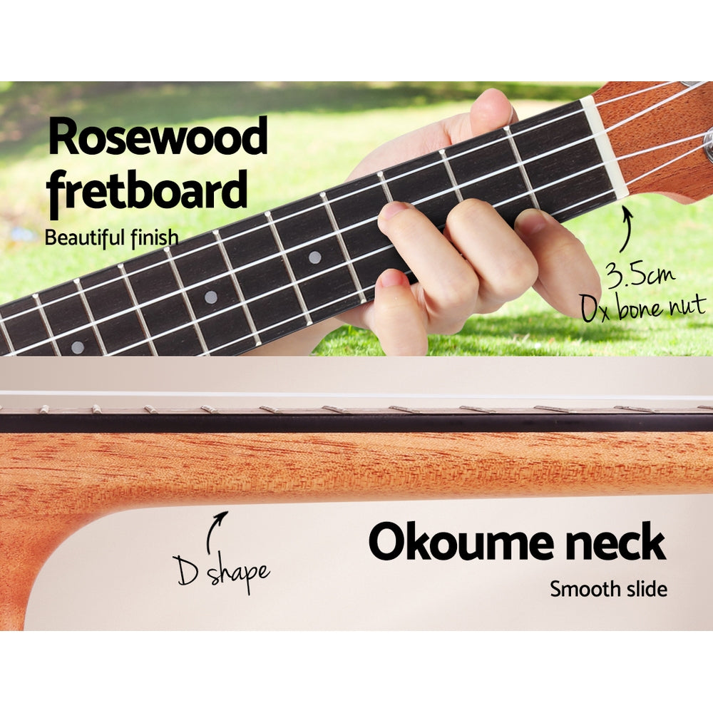 Alpha 26" Ukulele Equaliser Natural Mahogany Tenor Beginner Gift w/ Bag 6