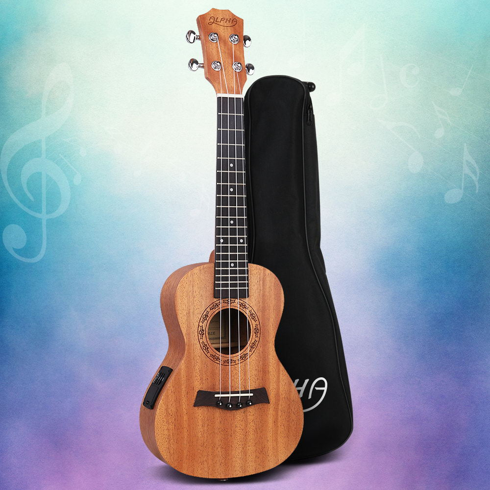 Alpha 26" Ukulele Equaliser Natural Mahogany Tenor Beginner Gift w/ Bag 8